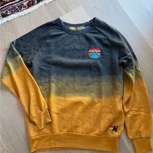 Aviator Nation Black and Gold Gradient Crewneck Sweater